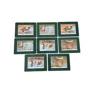 Set of 8 Vintage Cloverleaf England Roger Bucklin Waterfowl Large Placemats